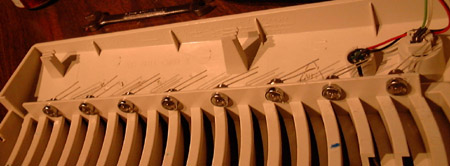 Bent LED wires being routed