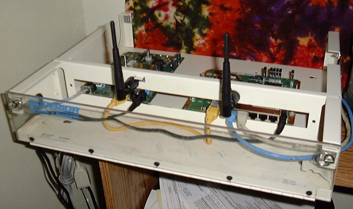 Modem and router mounted inside the patch panel